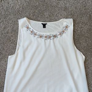 Ann Taylor Women's ivory shell with jewel accents and lining - size M